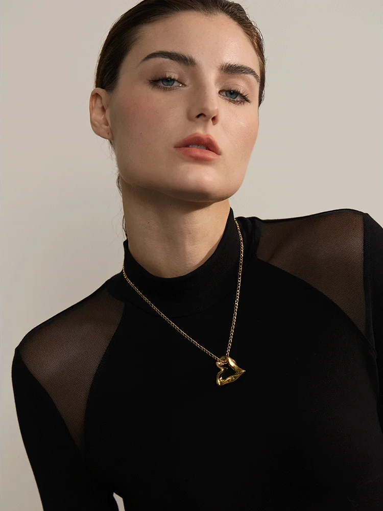 Minimalist heart love hollow necklace pendant - product image