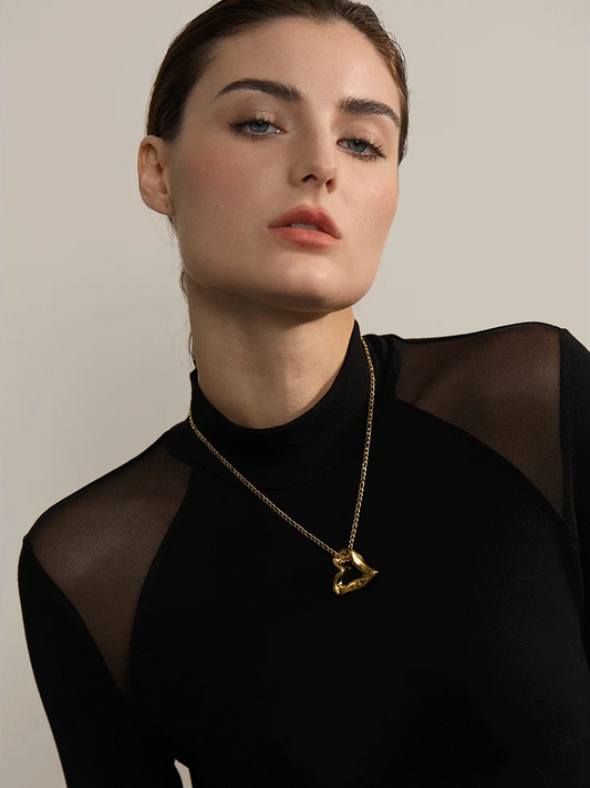 Minimalist heart love hollow necklace pendant - product image