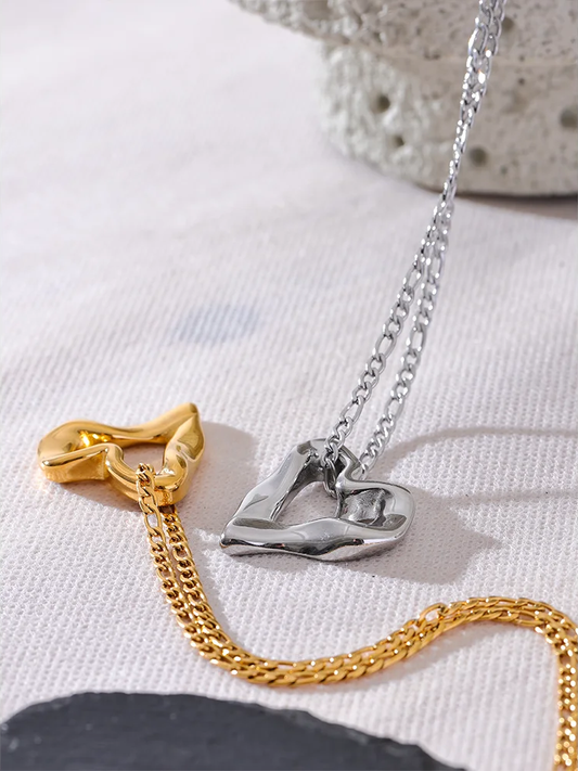 Minimalist heart love hollow necklace pendant - product image