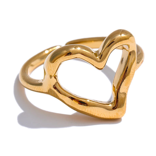 Minimalist heart love hollow women's ring - product image