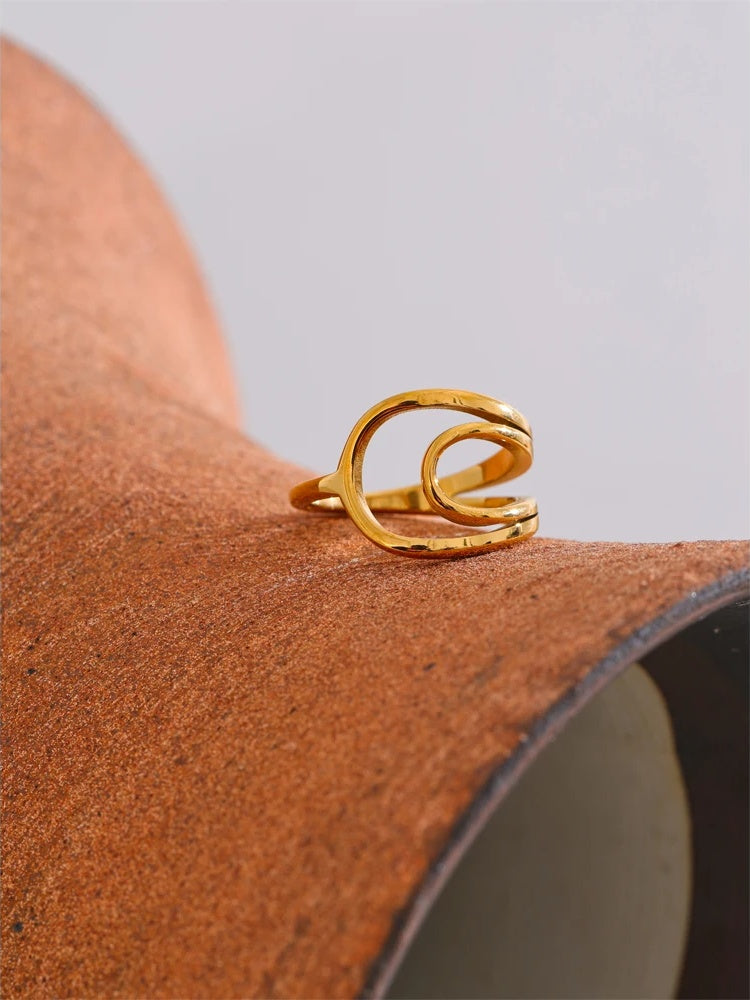 Minimalist hollow contemporary golden ring - product image