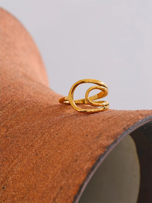 Minimalist hollow contemporary golden ring - product image