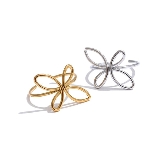 Minimalist hollow flower adjustable plant ring - product image