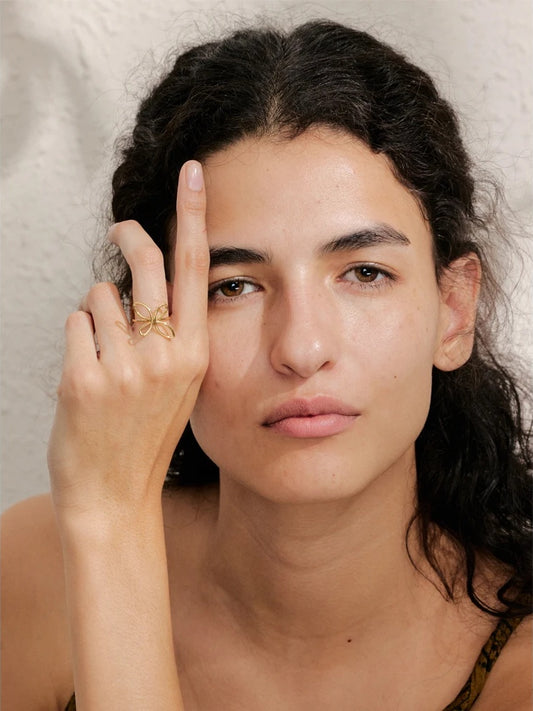 Minimalist hollow flower adjustable plant ring - product image