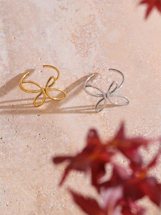 Minimalist hollow flower adjustable plant ring - product image