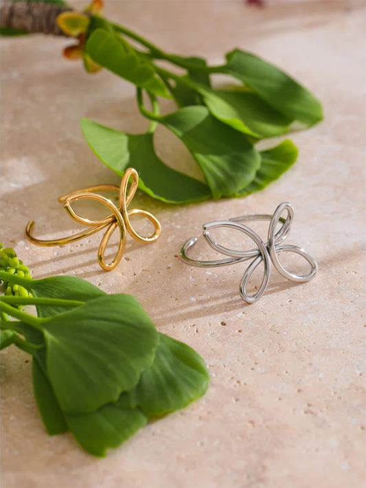 Minimalist hollow flower adjustable plant ring - product image