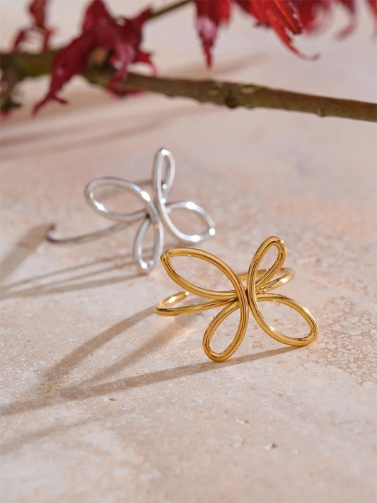 Minimalist hollow flower adjustable plant ring - product image