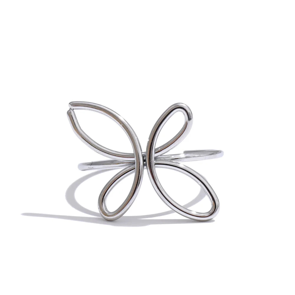 Minimalist hollow flower adjustable plant ring - product image