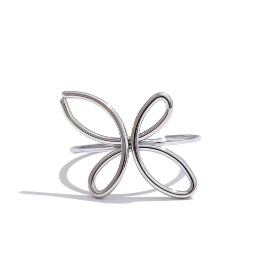 Minimalist hollow flower adjustable plant ring - product image