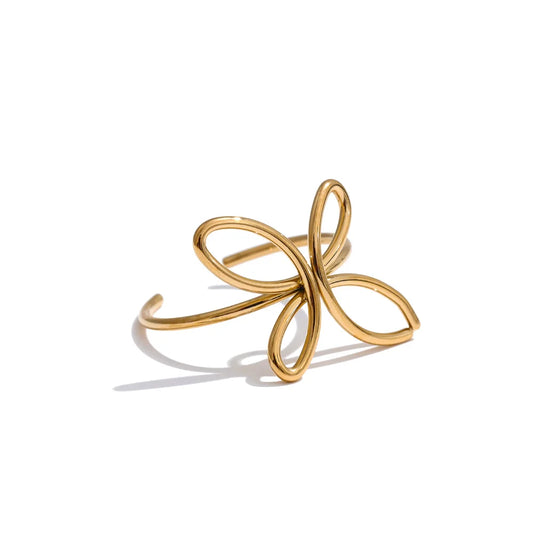 Minimalist hollow flower adjustable plant ring - product image
