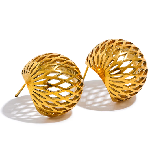 Minimalist hollow round push-back stud earrings - product image