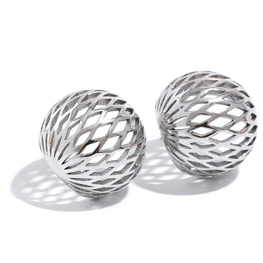 Minimalist hollow round push-back stud earrings - product image