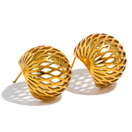 Minimalist hollow round push-back stud earrings - product image