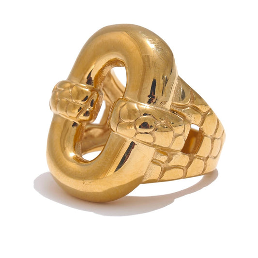 Minimalist hollow wide chunky statement ring - product image