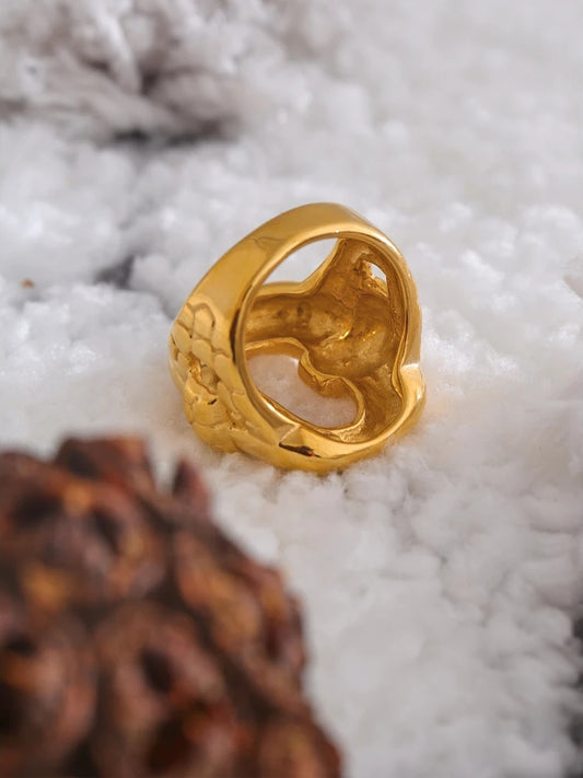 Minimalist hollow wide chunky statement ring - product image