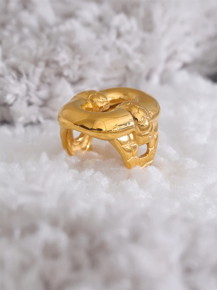 Minimalist hollow wide chunky statement ring - product image