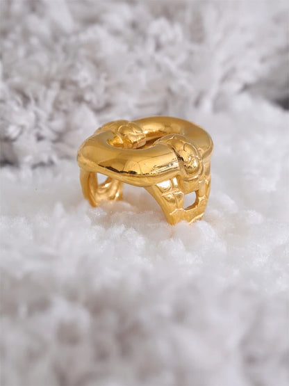 Minimalist hollow wide chunky statement ring - product image