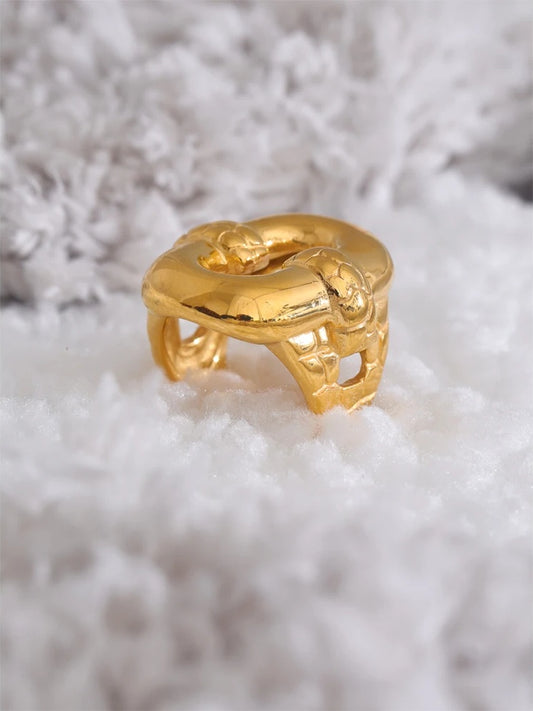 Minimalist hollow wide chunky statement ring - product image