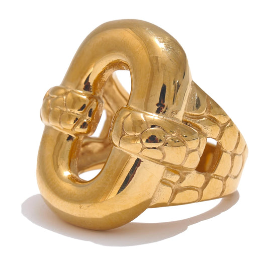 Minimalist hollow wide chunky statement ring - product image