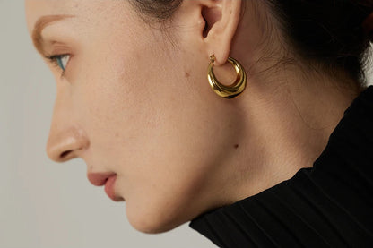 Minimalist hoop earrings stainless steel women - product image
