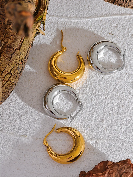 Minimalist hoop earrings stainless steel women - product image