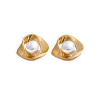 Minimalist Irregular Imitation Pearl Stud Earrings