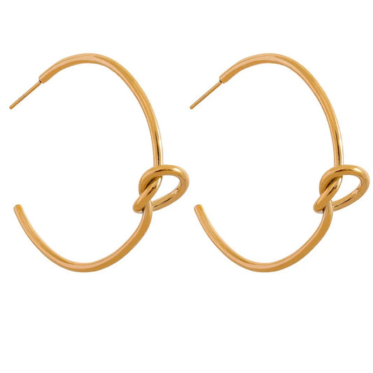 Minimalist knot huggie hoop earrings women - product image