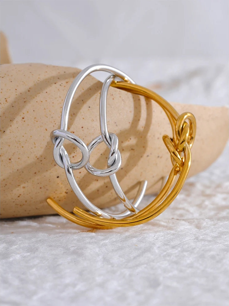Minimalist knot huggie hoop earrings women - product image