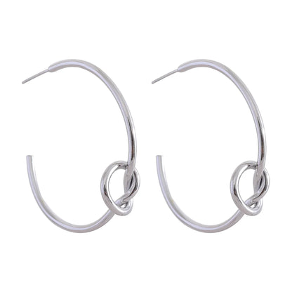 Minimalist knot huggie hoop earrings women - product image
