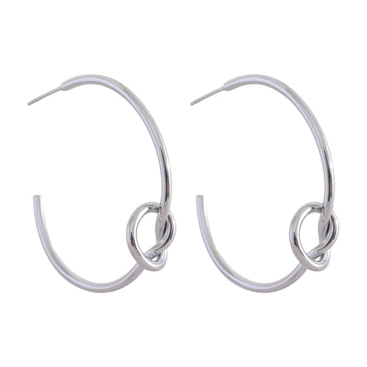 Minimalist knot huggie hoop earrings women - product image