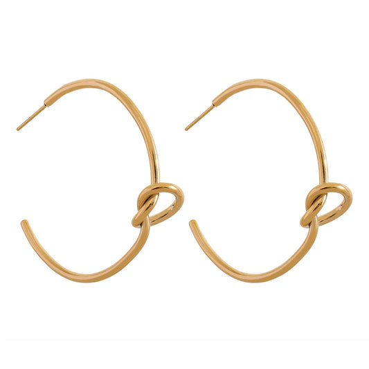 Minimalist knot huggie hoop earrings women - product image