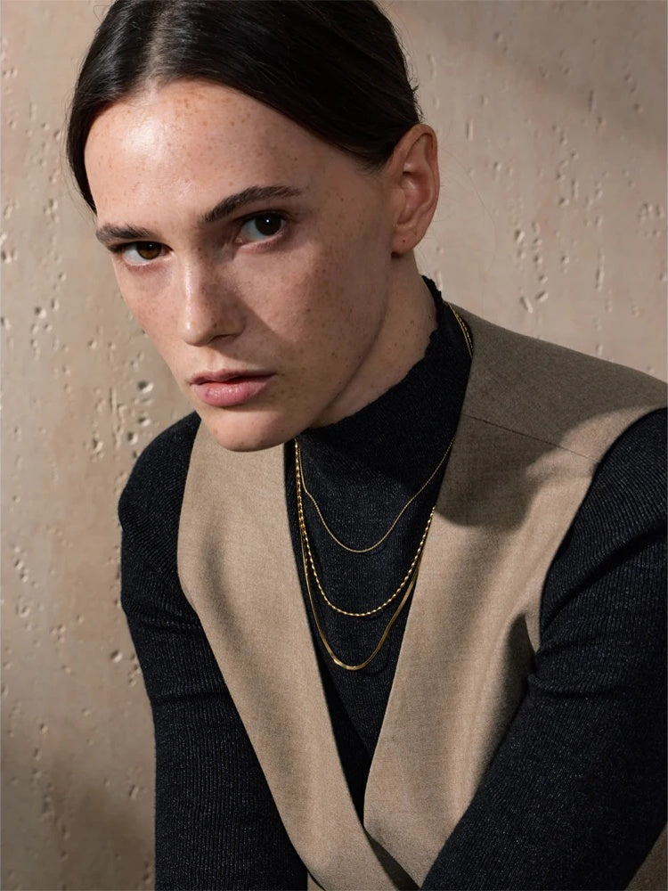 Minimalist layered stacking chain necklace - product image