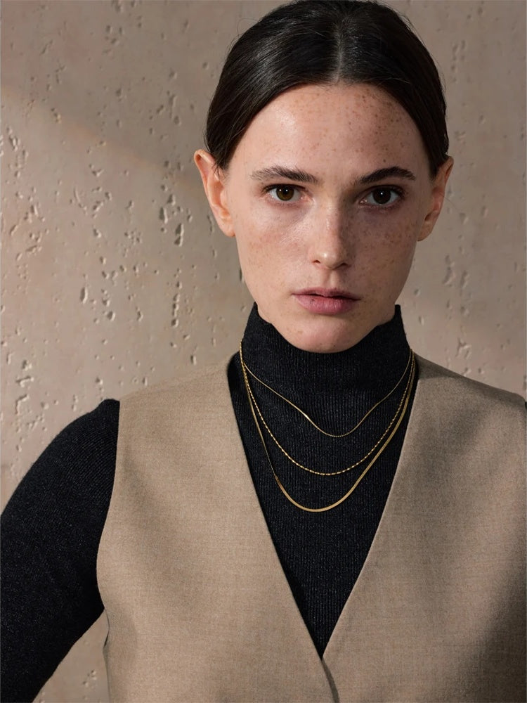 Minimalist layered stacking chain necklace - product image