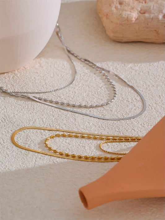 Minimalist layered stacking chain necklace - product image