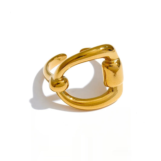 Minimalist letter d open adjustable ring - product image