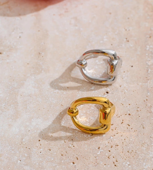 Minimalist letter d open adjustable ring - product image