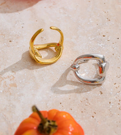 Minimalist letter d open adjustable ring - product image