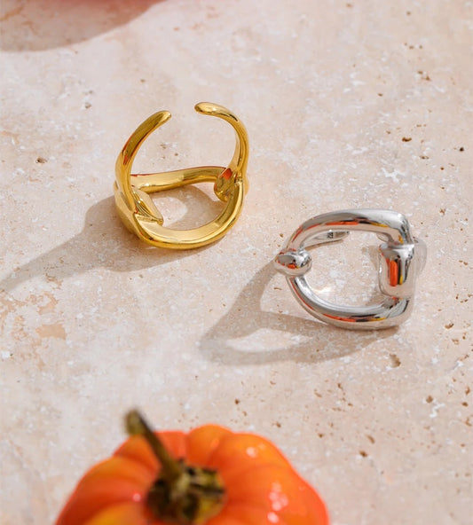 Minimalist letter d open adjustable ring - product image