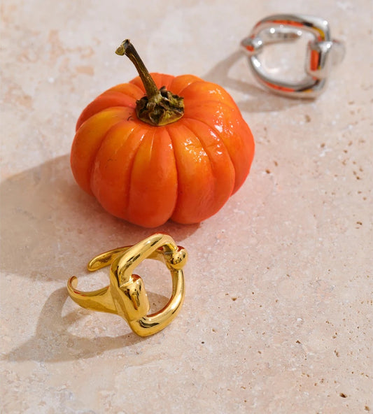 Minimalist letter d open adjustable ring - product image