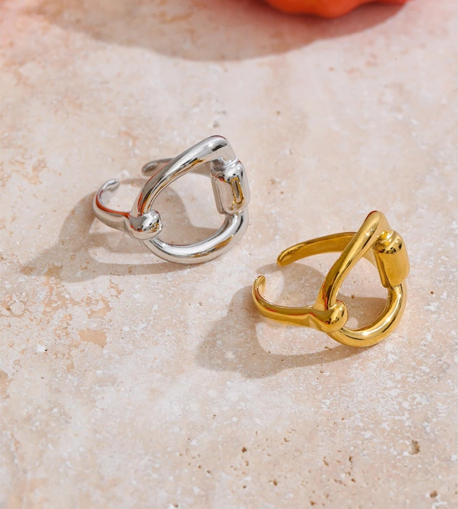 Minimalist letter d open adjustable ring - product image