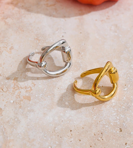 Minimalist letter d open adjustable ring - product image