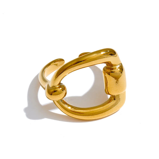 Minimalist letter d open adjustable ring - product image