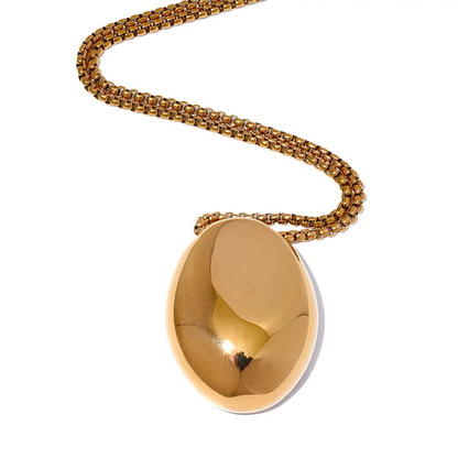 Minimalist long oval pendant unisex necklace - product image