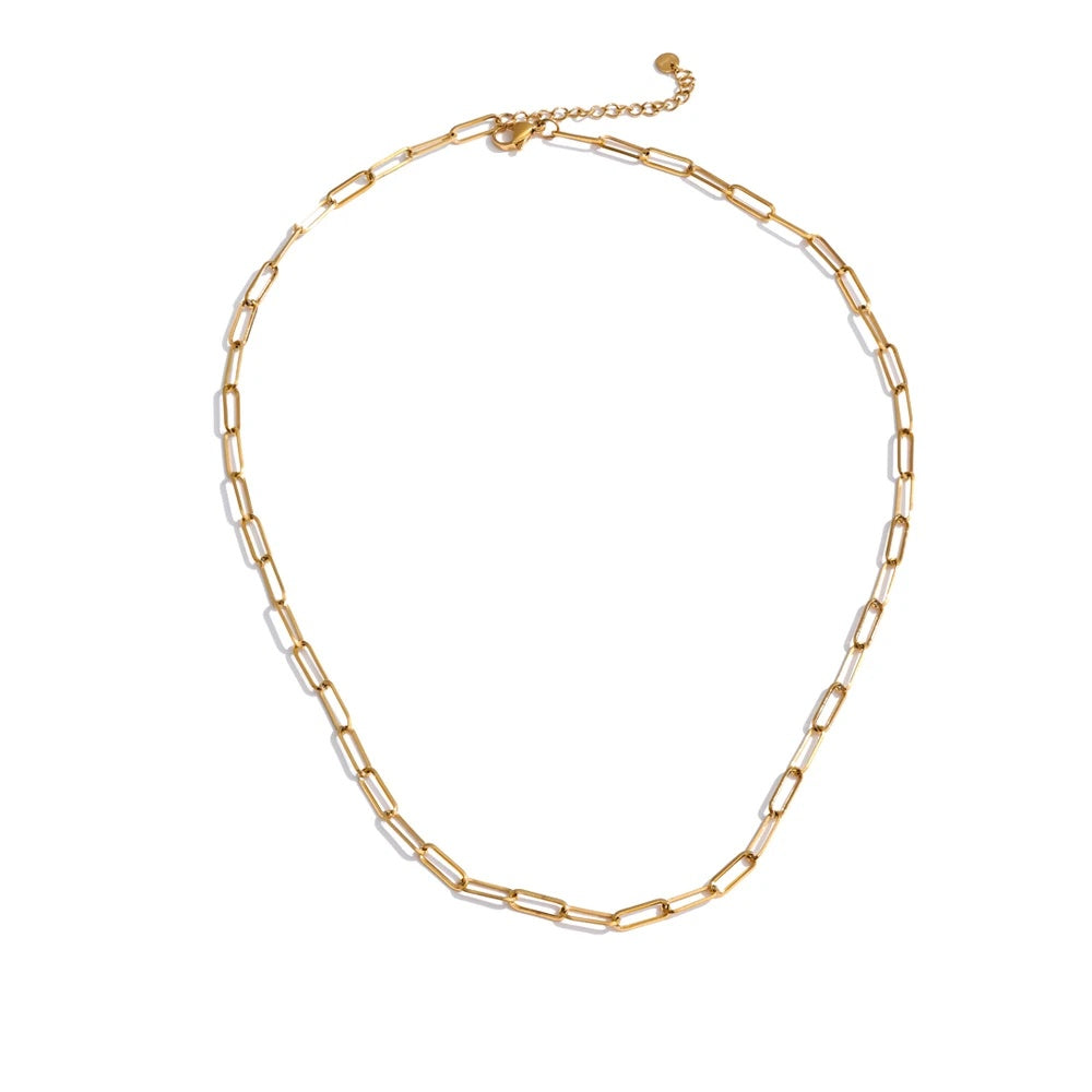 Minimalist metal chain necklace bracelet jewelry set - product image