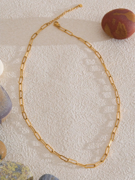 Minimalist metal chain necklace bracelet jewelry set - product image
