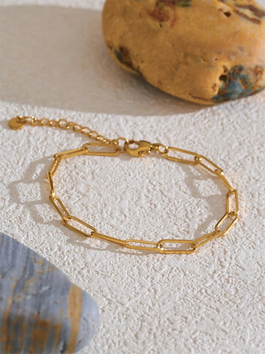 Minimalist metal chain necklace bracelet jewelry set - product image