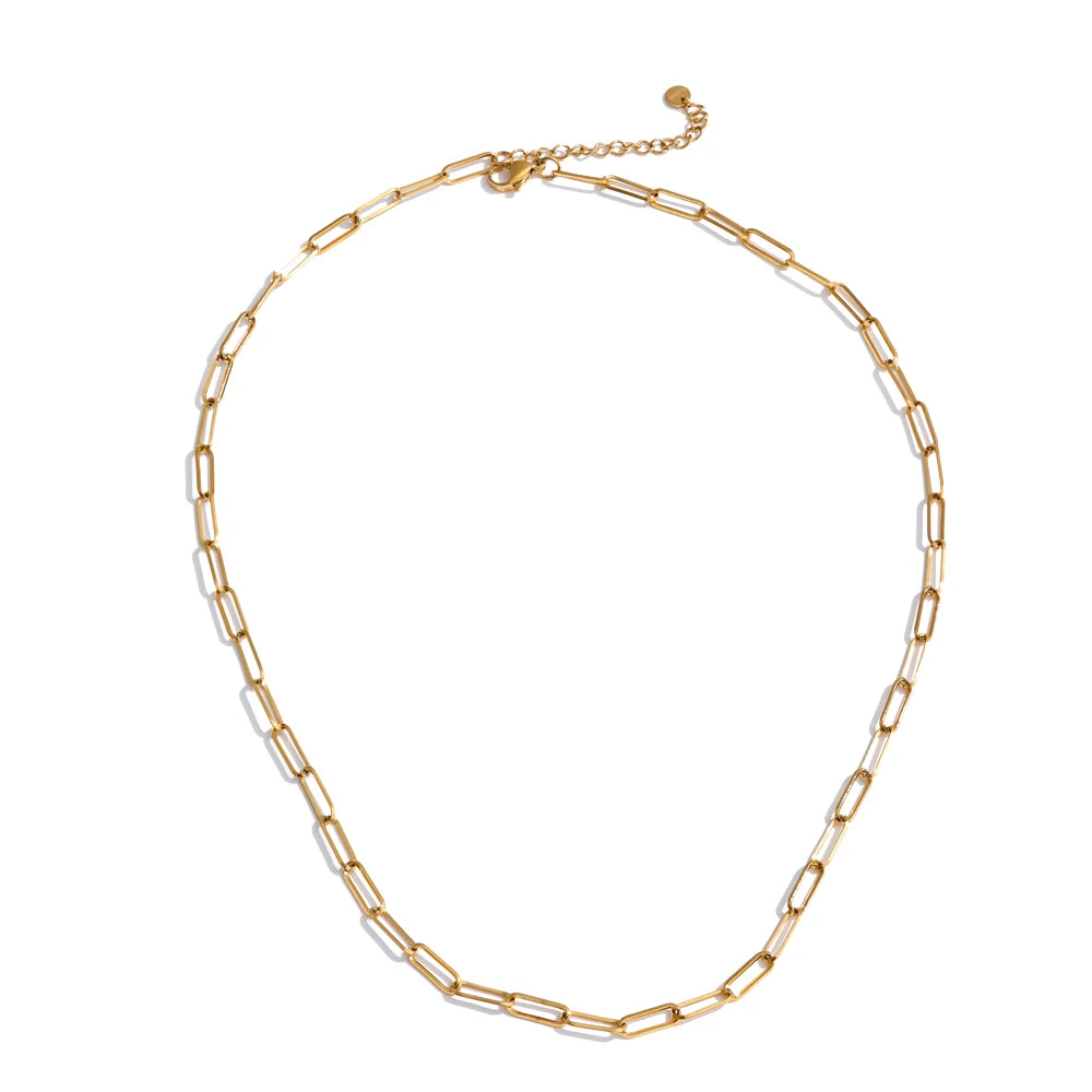 Minimalist metal chain necklace bracelet jewelry set - product image