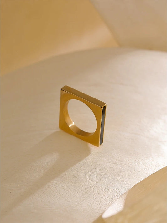 Minimalist modern square wedding band ring - product image