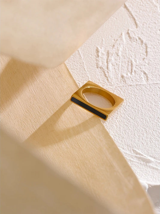 Minimalist modern square wedding band ring - product image