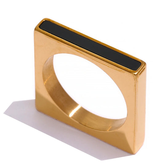Minimalist modern square wedding band ring - product image